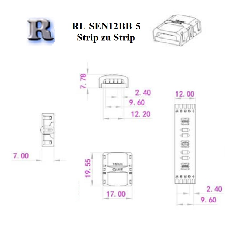 Zubehör für LED-Streifen RGBW 5 Pin Verbinder Kabel Verlängerungen