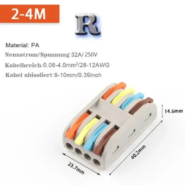 2-4M Verbindungsklemme 4 Polig Durchgangsklemme Push-In – Bild 2