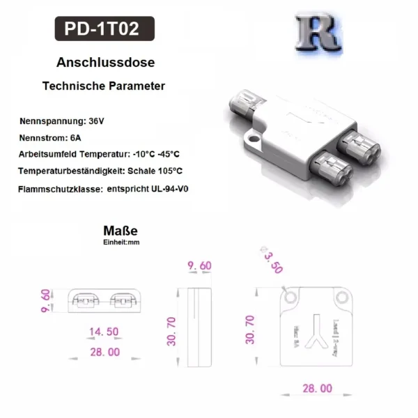 LED Kabel Verteiler Box 2-fach Daten