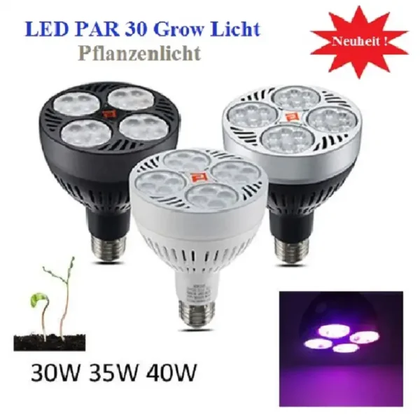 40w led grow light pflanzen lampe leuchte wuchs bluete 6 band 3000k full spectrum e27 par30