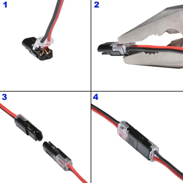 2 PIN Kabel Stecker 22-20AWG steckbar anwenden