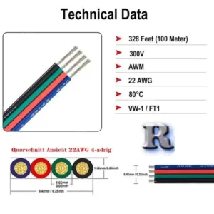 4 PIN LED Anschlusskabel 4 adrig 22AWG