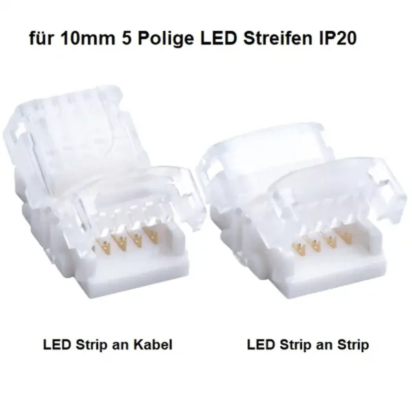 hippo mx led verbinder 5 polig streifen stecker 10 mm rgbw band klammer ip20