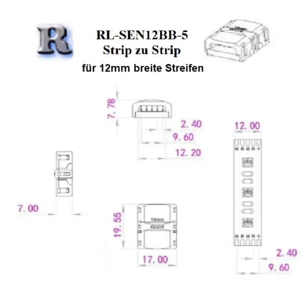 led strip verbinder fuer 5 pin 12mm breite led strip streifen lichterkette 5 polig polige 1