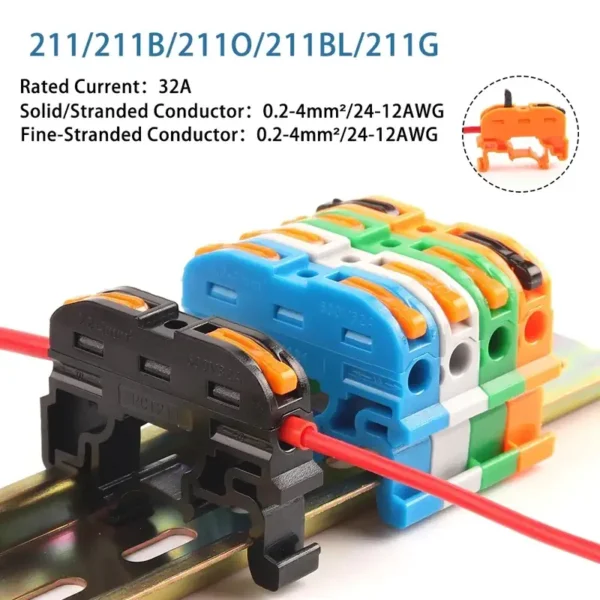 Hutschienen Klemmen 1/2/3 Polig Durchgang SPL Terminal Block – Bild 2