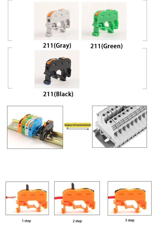 Hutschienen Klemmen 1/2/3 Polig Durchgang SPL Terminal Block – Bild 13