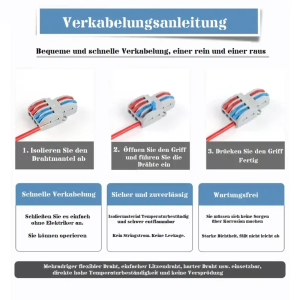 SPL Serie Kabel Anschlussklemmen 2 zu 4/6 polig anwenden