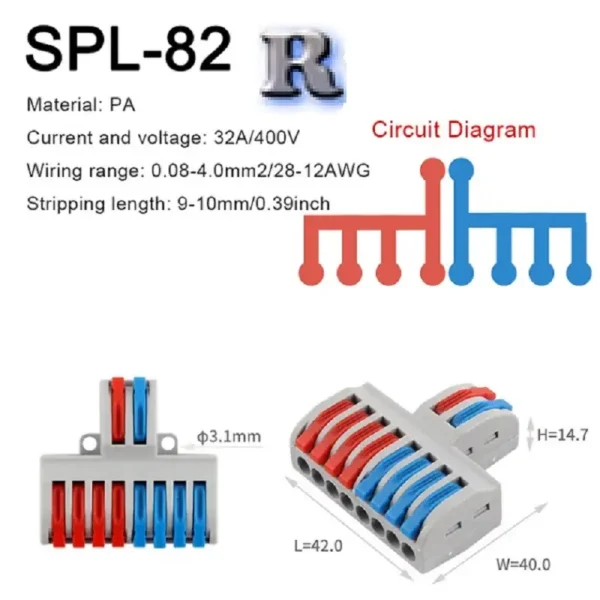 spl 82 elektrische schnell leiter kabel draht splitter verbinder terminal block led