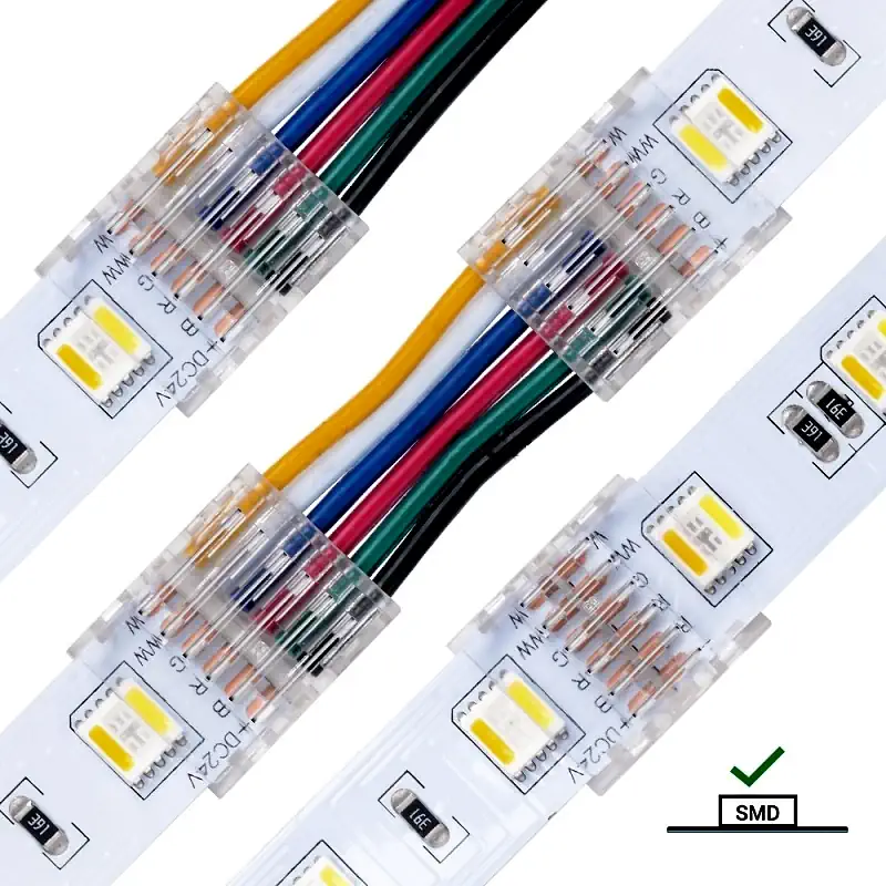 Mini LED Strip Verbinder 2 4 5 6 PIN Kabel Anschluss Stecker 10mm 12mm Streifen 1 Mini Strip Verbinder
