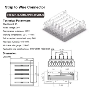 Mini LED Strip Verbinder 6 Polig 12mm Kabel Stecker 5 Mini LED Strip Verbinder 6 Pol 12mm Kabel Stecker