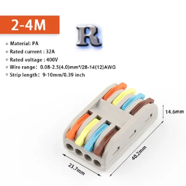 2 4m durchgangsklemme 4 polig kabelklemme leiter draht schnellverbinder