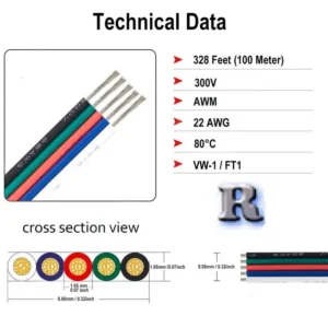 LED Kabel 5-polig Litze Kupfer Draht verzinnt