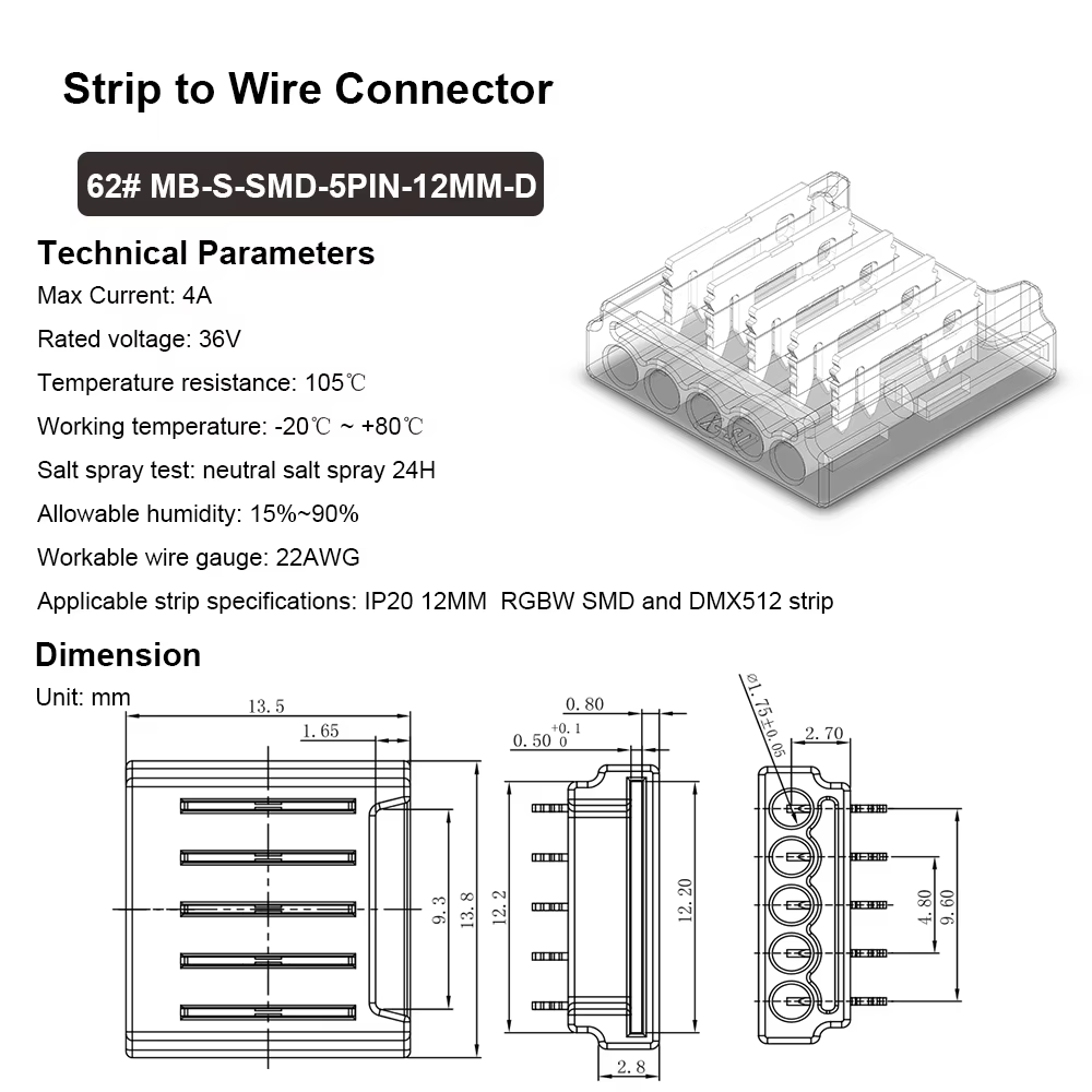Mini LED Strip Verbinder 2 4 5 6 PIN Kabel Anschluss Stecker 10mm 12mm Streifen 6 Mini LED Verbinder 5 polig Kabel Anschluss Stecker Daten 12mm RGBW Stripe Streifen