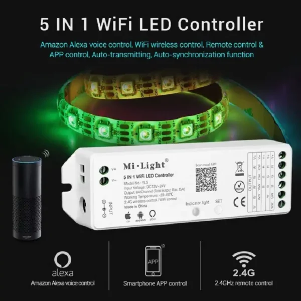 Miboxer 5in1 LED Controller RGB+CCT Strip 2.4G WiFi – Bild 2