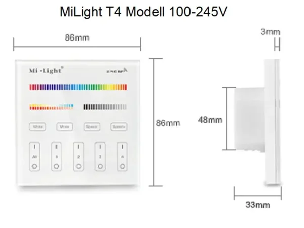 MiLight T4 Touch Panel WIFI Wandschalter