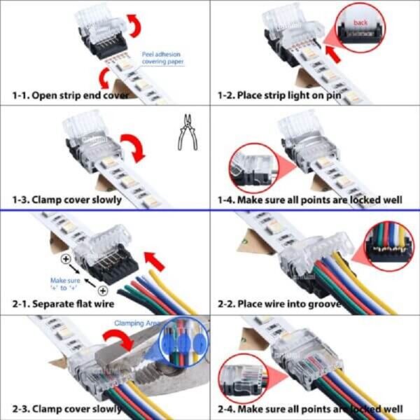 6 PIN LED Streifen Verbinder Strip zu Strip an Kabel Stecker Anschluss