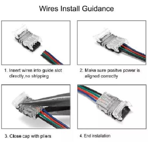 LED Verbinder Eckverbinder Strip zu Strip Kabel an Streifen 2 4 5 6 Pin 10/12 mm