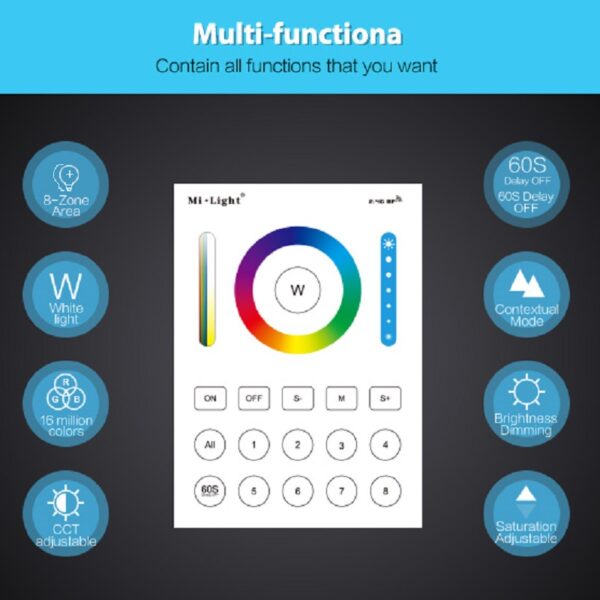 Mi-Light B8 Touch Panel 8 Zonen 2.4G RGB+CCT WiFi