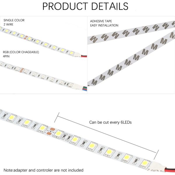 24V LED Streifen Kaltweiss 6500K SMD 5050 IP65 Wasserdicht 300 Leds dimmbar